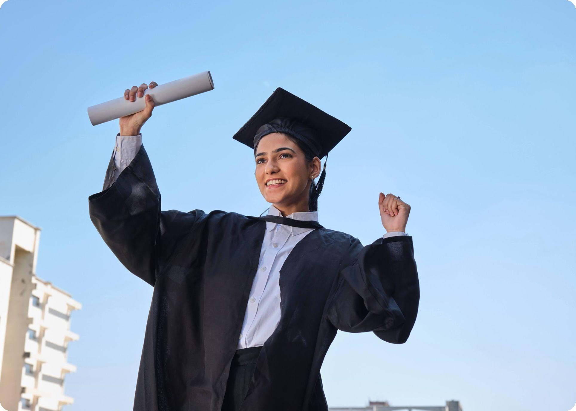 KRMU student celebrating scholarship award success