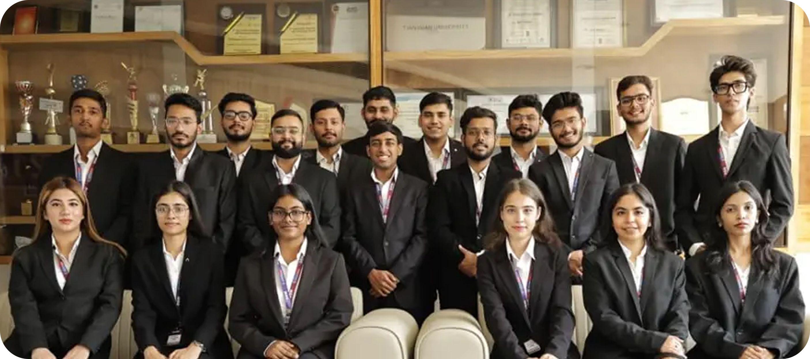 K.R. Mangalam University Student Council members at a campus event