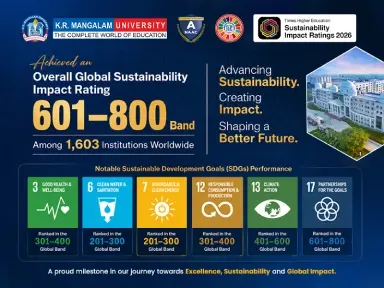 K.R. Mangalam University Secures Global Sustainability Impact Rating Band 601–800 in THE Sustainability Impact Ratings 2026
