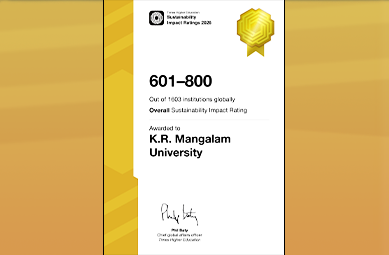 K.R. Mangalam University Secures Global Sustainability Impact Rating Band 601–800 in THE Sustainability Impact Ratings 2026